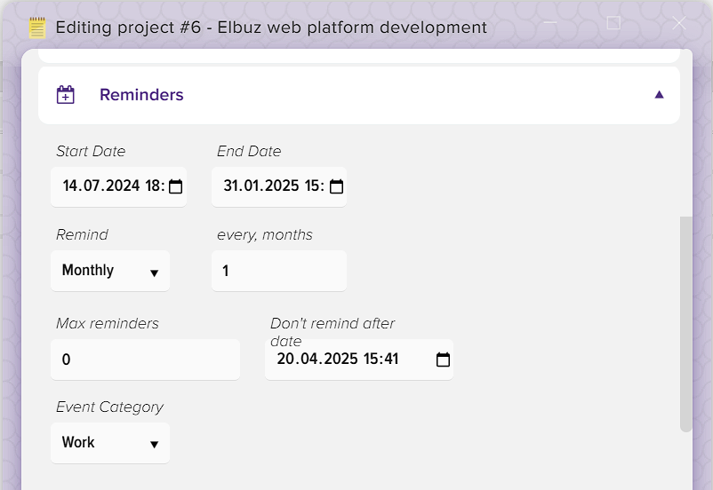 How to manage projects in Elbuz