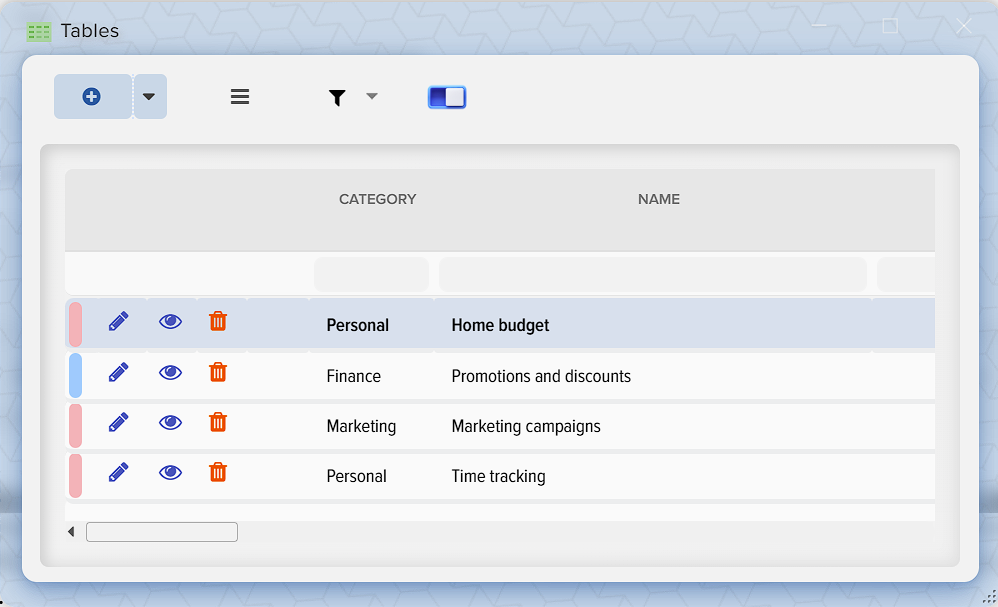 How to manage tables in Elbuz