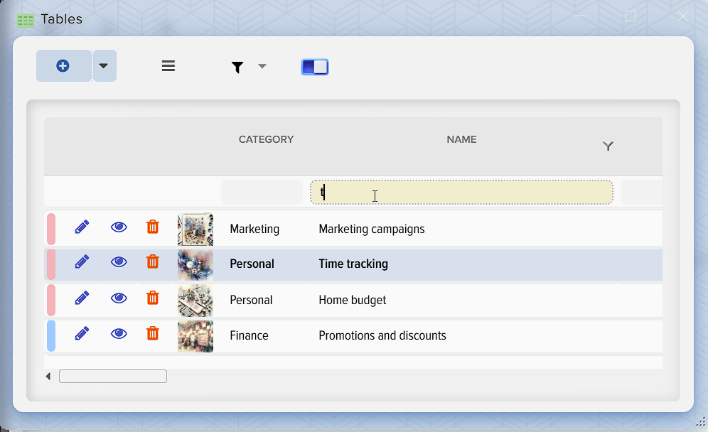 How to manage tables in Elbuz