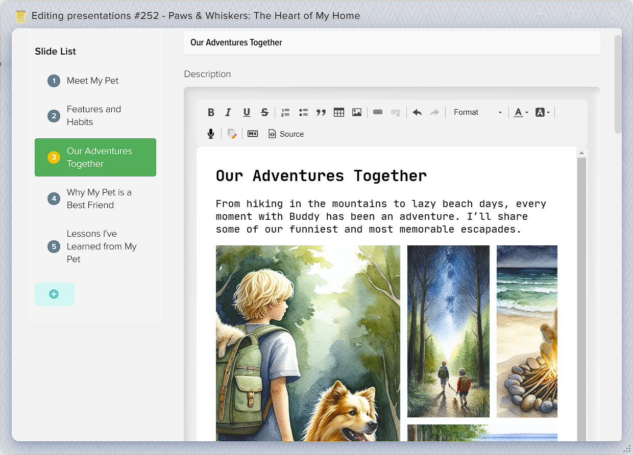 How to create presentations in Elbuz
