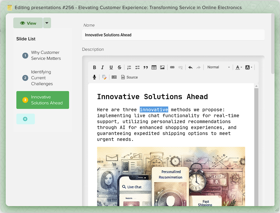 How to create presentations in Elbuz