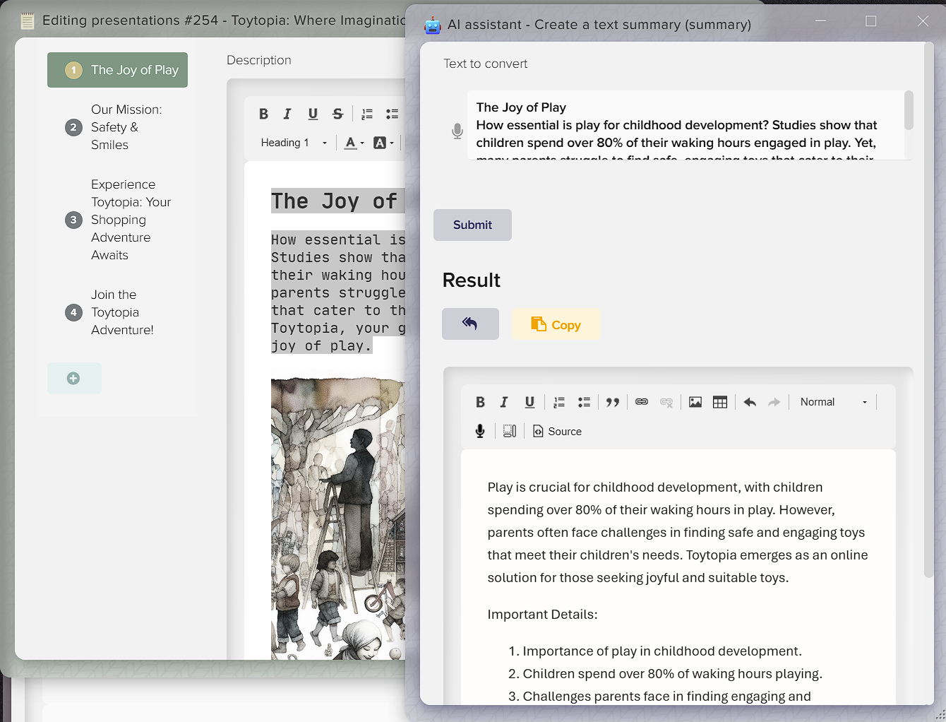 How to create presentations in Elbuz