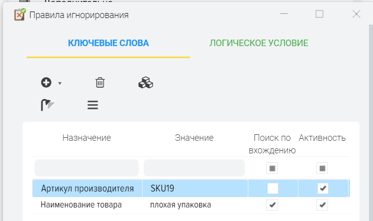 Правила ігнорування товарів із прайс листа блокування завантаження