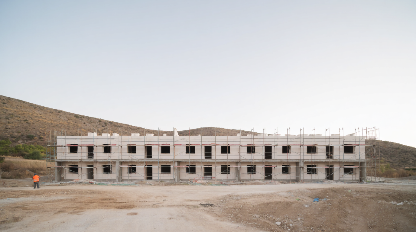 An unfinished apartment block under construction on the edge of Torrevieja