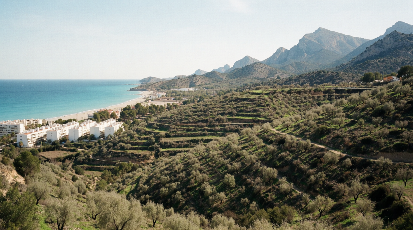 Costa Blanca-kysten nær Altea set fra bakkerne