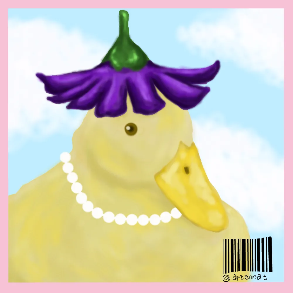 duck with a flower hat