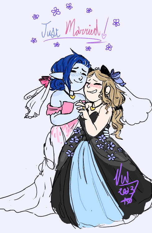 My ocs are married now because I'm a sucker for wholesome romance