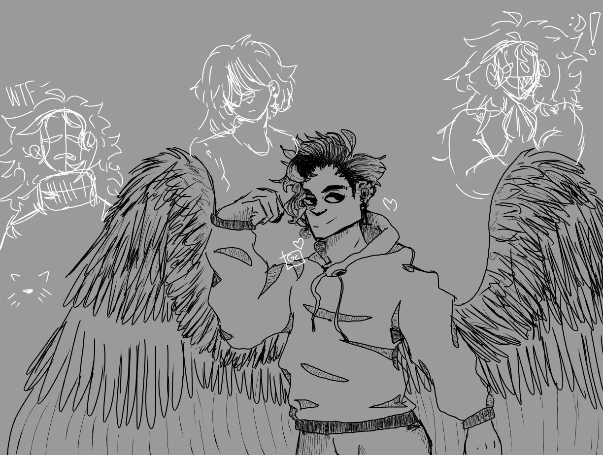 Sketches and Winged Dude
