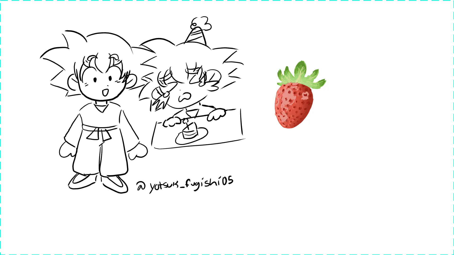 Goten and a random strawberry