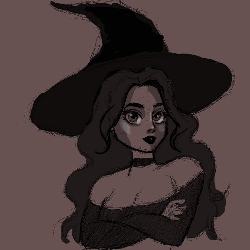 Witchy girl drawing