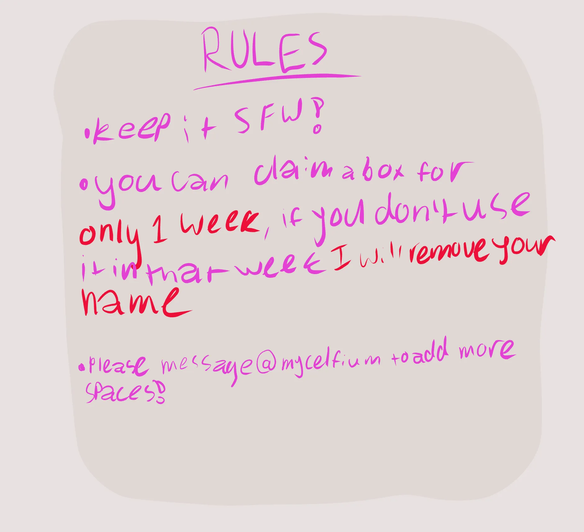 Rules for a new thingy!