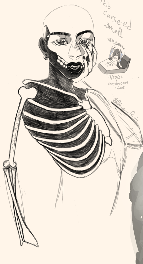 unfinished skeleton esque character sketch