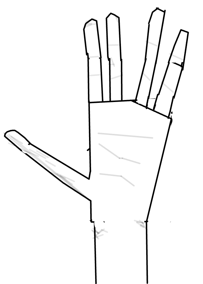 me drawing a hand from tutotial be like