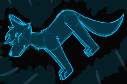 Blue glowing wolf