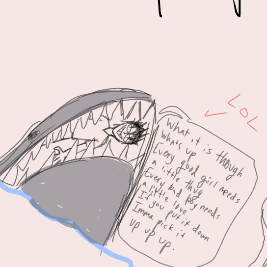 Tshirt singing while getting eaten by a shark