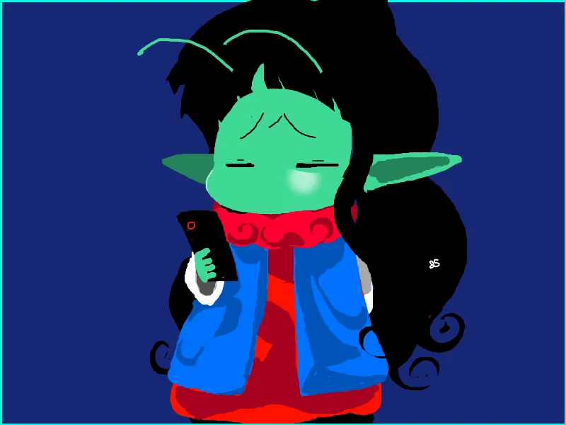 behaired dende checks his phone