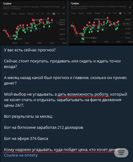 Халяев Инвестиции: evidence 1 — False promises of stable profits from trading bots