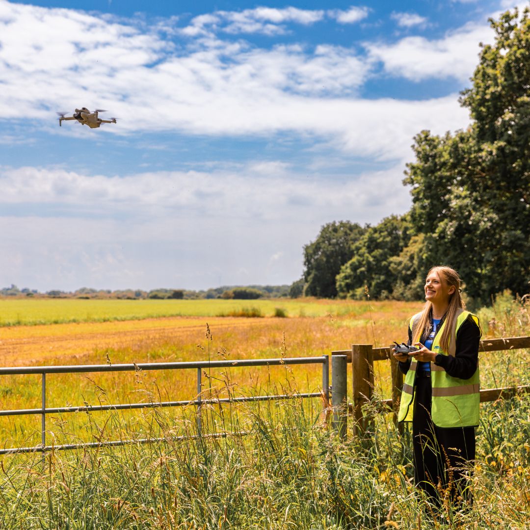 Lauren flying the drone