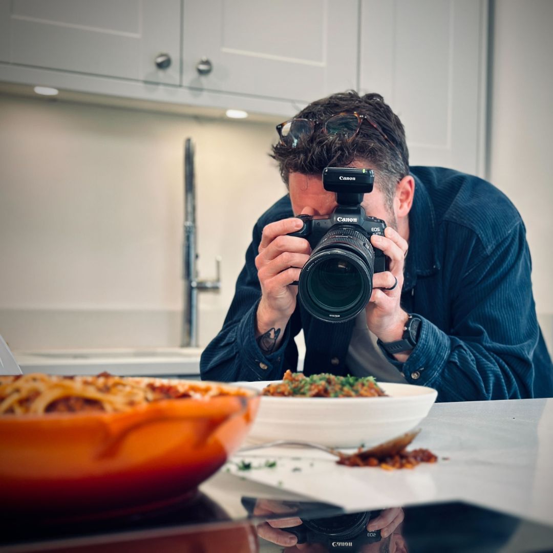 Darren photographing food for Kenwood