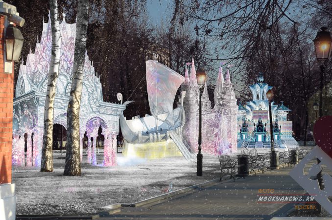 Ледяные сооружения в саду «Эрмитаж» - 19 декабря