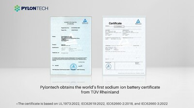 Компания Pylontech получает первый в мире сертификат на натрий-ионные аккумуляторы