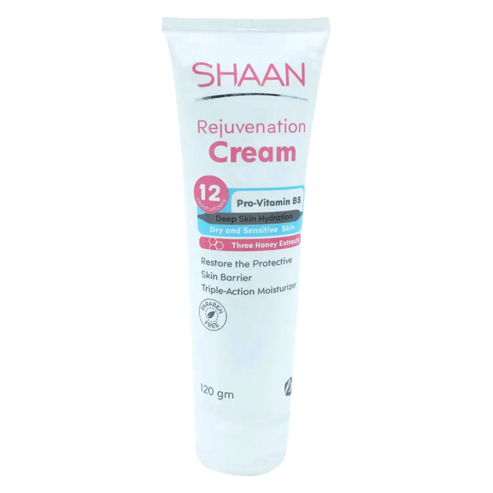 Shaan Rejuvenation Cream - Pro-Vitamin B5 & Three Honey Extracts, Deep Skin Hydration - For Dry and Sensitive Skin (120 gm)
