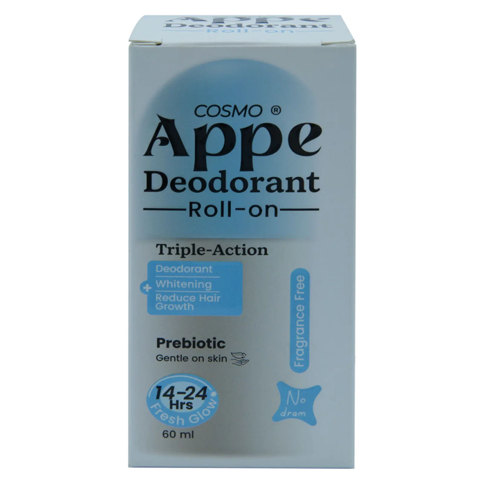 Cosmo Appe Deodorant Roll-on Triple-Action - Fragrance Free (60 ml)