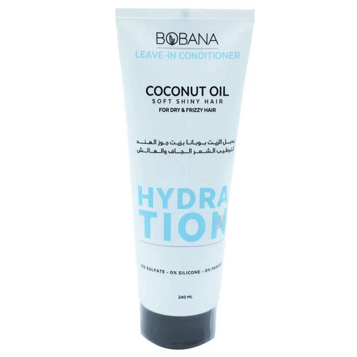 Bobana Leave-In Conditioner with Coconut Oil - Soft Shiny Hair for Dry & Frizzy Hair (240 ml)