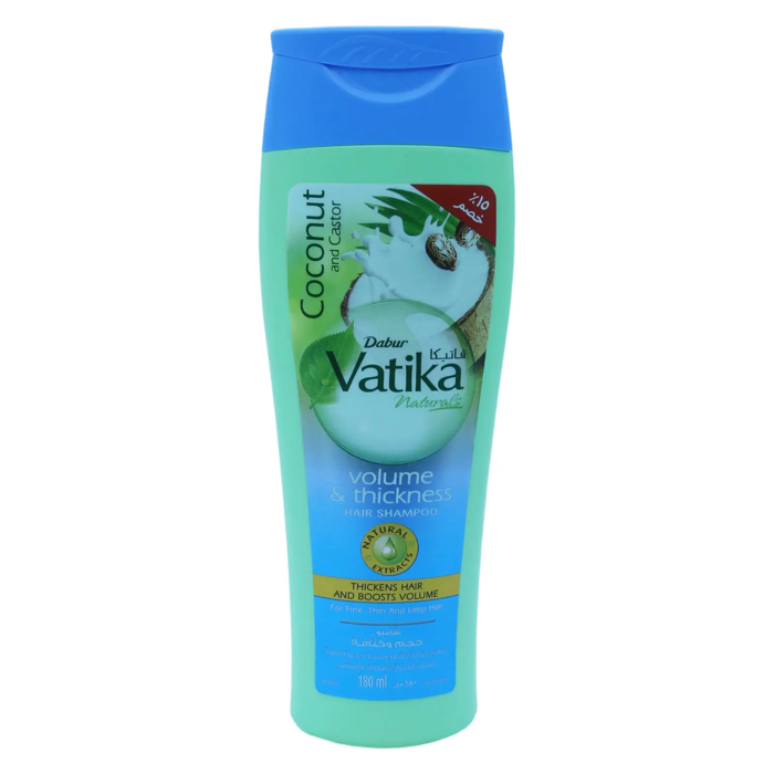 Vatika Naturals Volume & Thickness Hair Shampoo - Coconut and Castor180ml