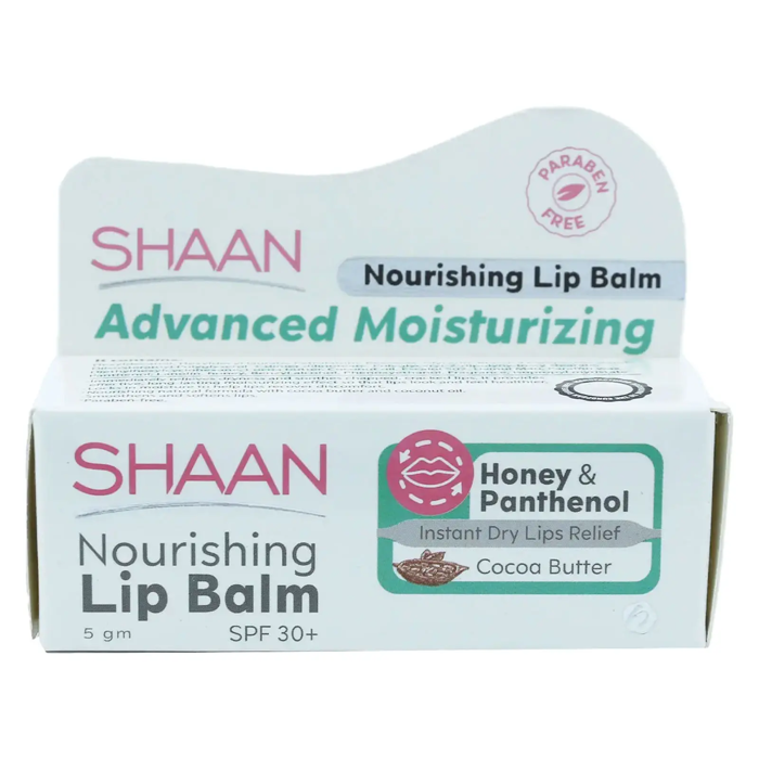 Shaan Nourishing Lip Balm Advanced Moisturizing with Honey & Panthenol - Cocoa Butter SPF 30+ (5 gm)