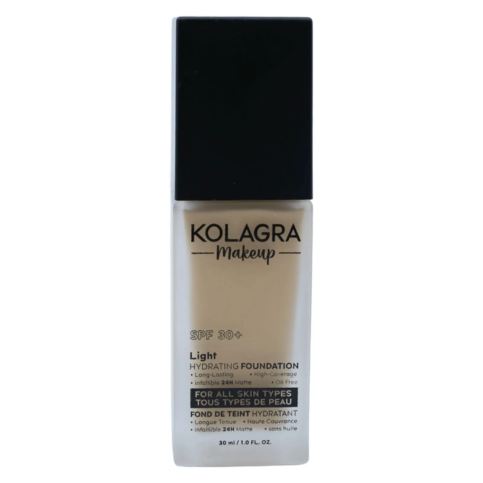 KOLAGRA Makeup HYDRATING FOUNDATION (Light) - High-Coverage & Long-Lasting, Infallible 24H Matte, +SPF 30 (30ml) - 3