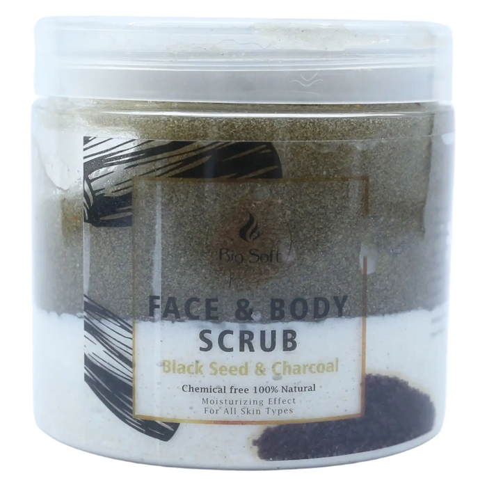 Bio Soft Face and Body Scrub Black Seed and charcoal 500 ml