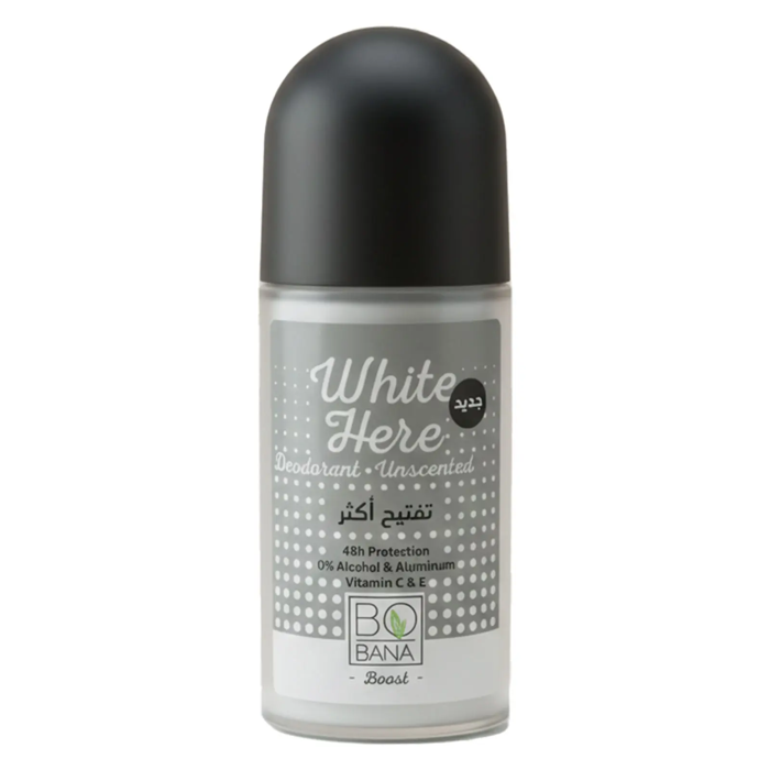 Bobana White Here Deodorant Unscented - 48h Protection & Skin Whitening50 ml