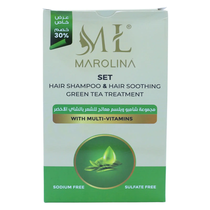 Marolina Set Hair Shampoo(450 ml) & Hair Soothing Green Tea Treatment(450 ml)