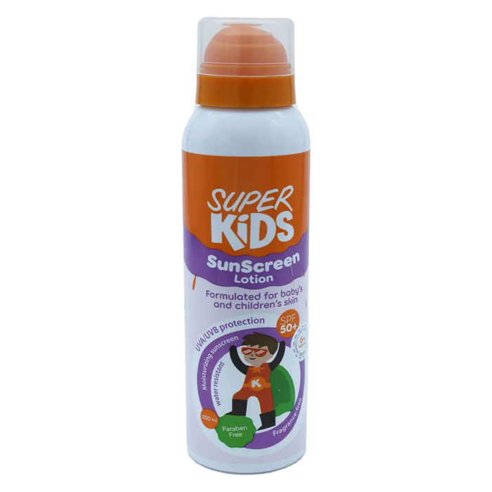 Super Kids SunScreen Lotion SPF 50+ for Children's Skin - Water Resistant (200 ml)