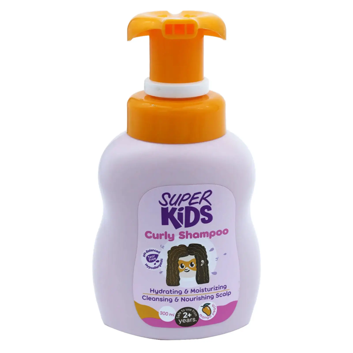 Super Kids Curly Shampoo - Hydrating & Moisturizing, Cleansing & Nourishing Scalp - Mango & Peach Scent (300 ml)