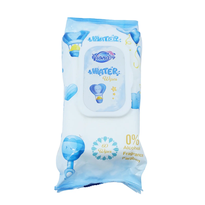 Viona Tag Water Wipes - Baby wet wipes 0% Alcohol, Fragrance, and Paraben (60 Wipes)