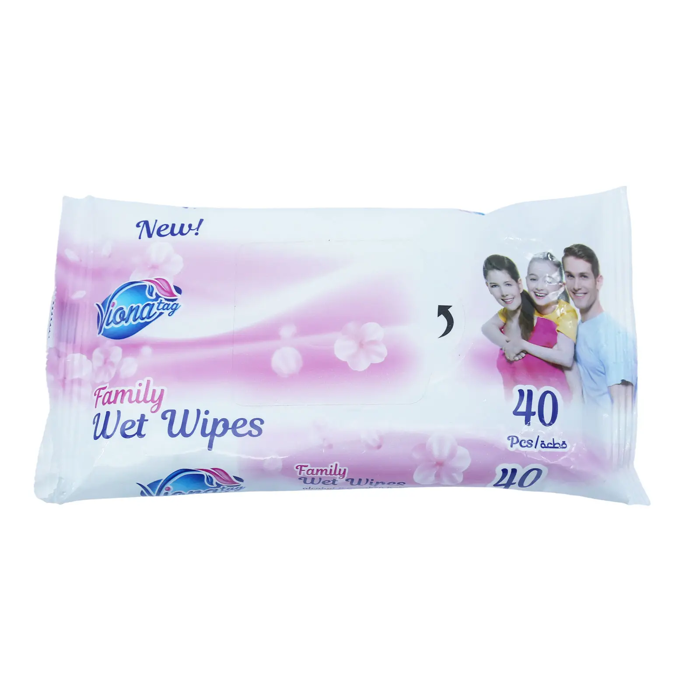 Viona Tag Family Wet Wipes - Soft and fresh, alcohol and paraben free (40 Pcs)