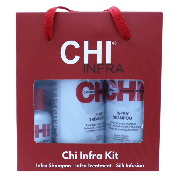 CHI Infra Kit(Infra Shampoo(350ml)-Infra Treatment(350ml)-Silk Infusion(59ml))