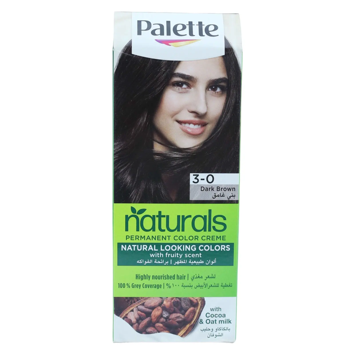 Palette Permenant Natural Colour 3-0 Dark Brown Cocoa Butter & Oat Sean Extract