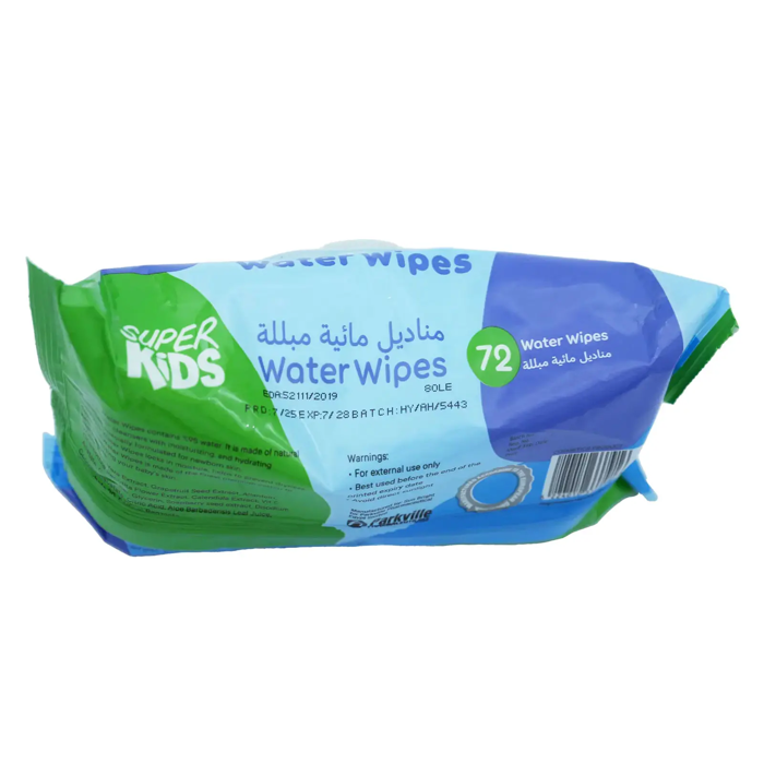 Super Kids Water Wipes for Kids - 95% Water (72 Wipes) - 2