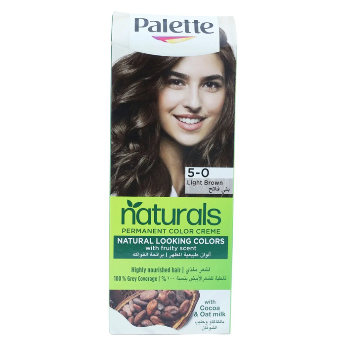 Palette Permenant Natural Colour5-0 light Brown Cocoa Butter & Oat Sean Extract