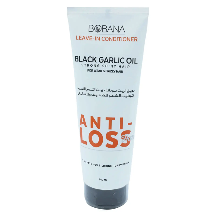 Bobana Leave-In Conditioner with Black Garlic Oil - Strong Shiny Hair for Weak & Frizzy Hair (240 ml)