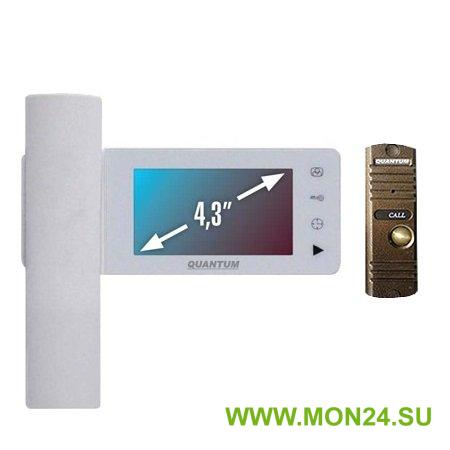 QM-434C_SET1 (белый)+Выз. панель (бронза): Монитор видеодомофона цветной