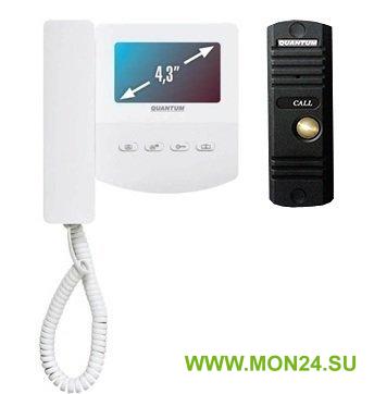 QM-433C_SET2 (белый)+Выз. панель (черный): Монитор видеодомофона цветной