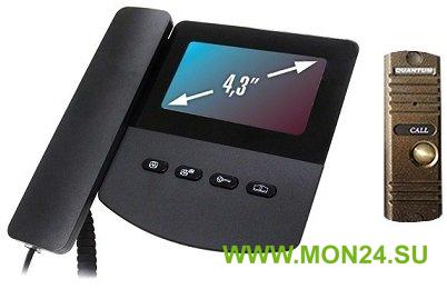 QM-433C_SET1 (черный)+Выз. панель (бронза): Монитор видеодомофона цветной