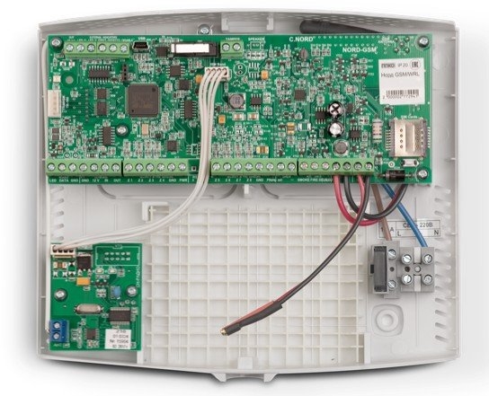 Норд GSM WRL без встроенного динамика: Контрольная панель cо встроенным GSM-модулем (GPRS/CSD/Voice) c двумя сим-картами, без встроенного динамика