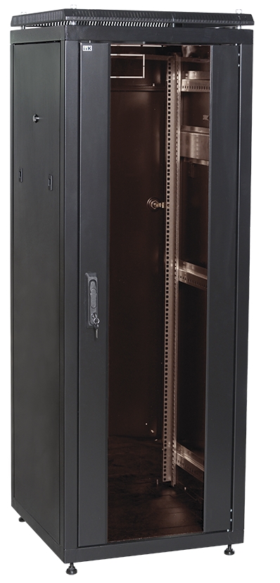 LN05-42U66-G (черный): Шкаф сетевой 19", стеклянная передняя дверь