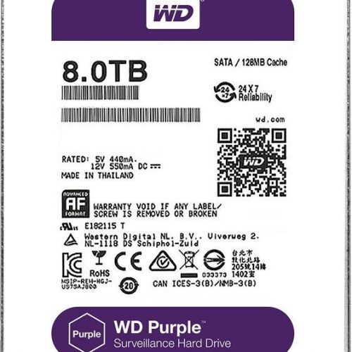 HDD 8000 GB (8 TB) SATA-III Purple (WD80PURZ): Жесткий диск (HDD) для видеонаблюдения