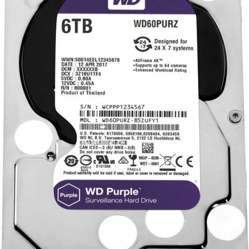 HDD 6000 GB (6 TB) SATA-III Purple (WD60PURZ): Жесткий диск (HDD) для видеонаблюдения